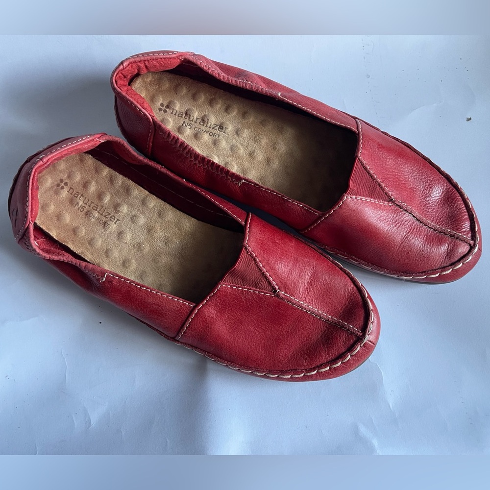 Naturalizer Women's N5 Comfort Feist Red Leather Moccasin Loafers shoes Size 10N